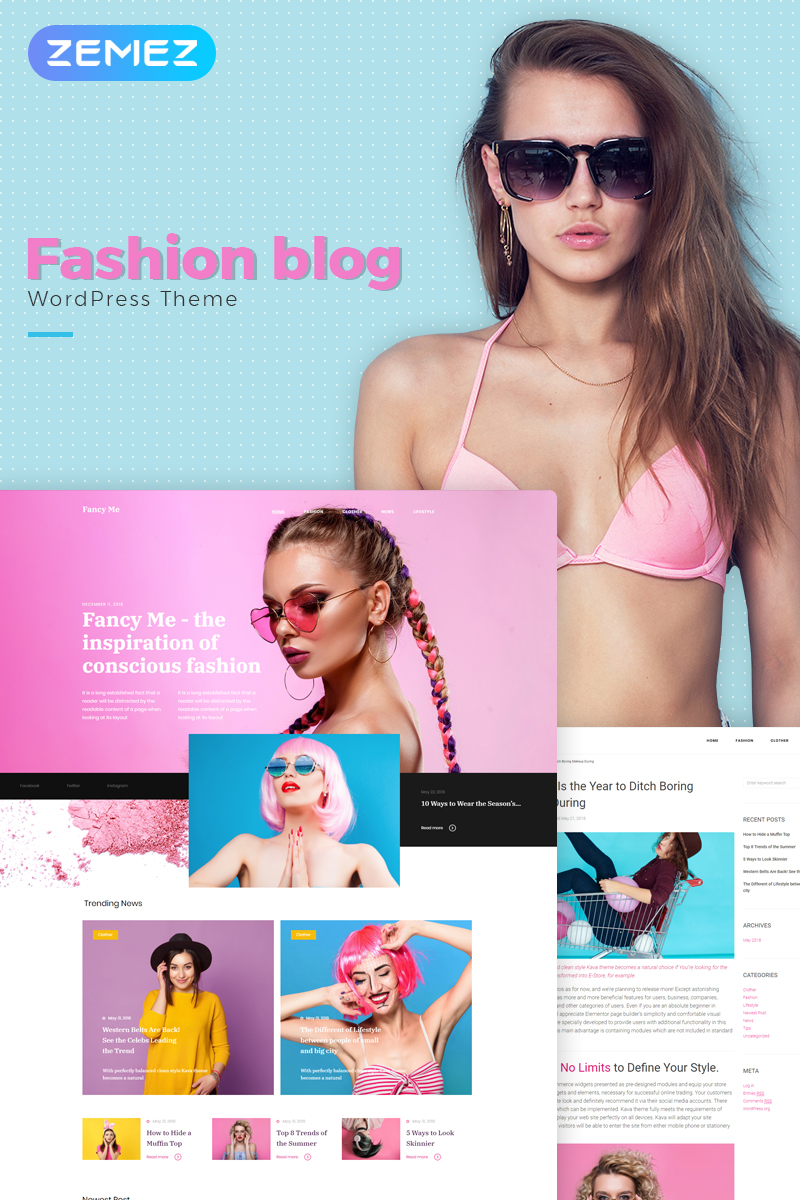 Reszponzív Fancy Me - Fashion Blog Elementor WordPress sablon 71209