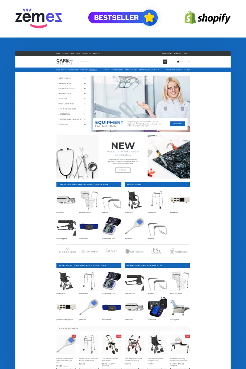 Shopify Theme namens "Care - Medical Equipment" #71257