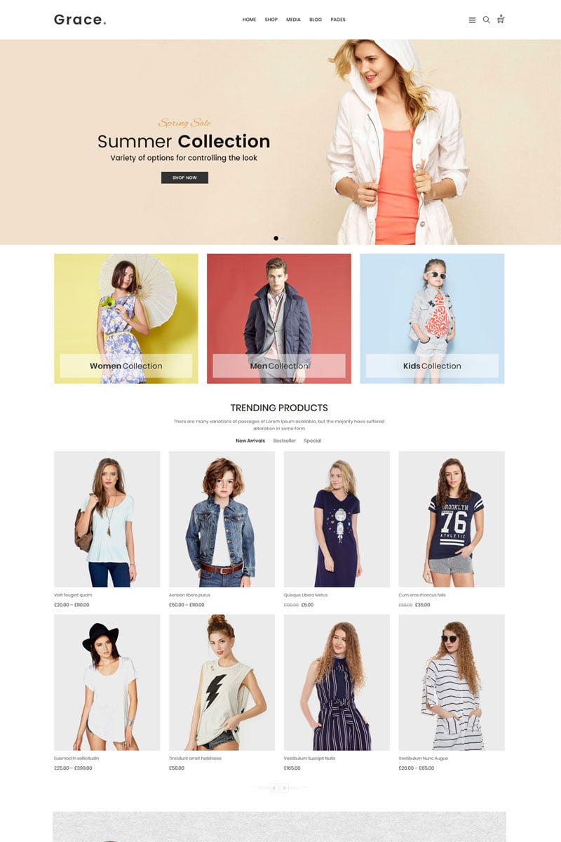Tema WooCommerce "Grace - Minimal Fashion Store" #71266 - captura de pantalla
