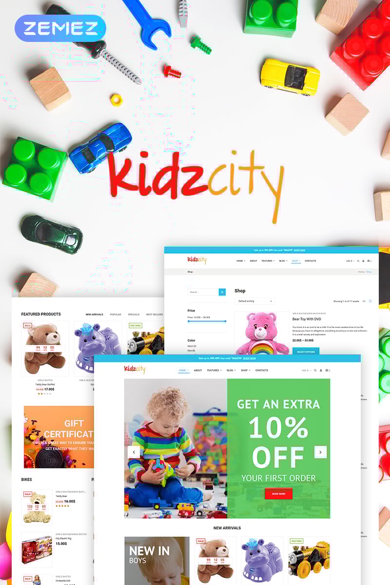 Tema WooCommerce "Kidz City - Kids Store Elementor" #71235