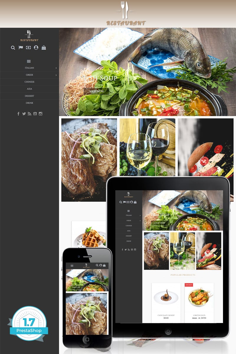 Universal Restaurant 1.7 PrestaShop Theme - screenshot