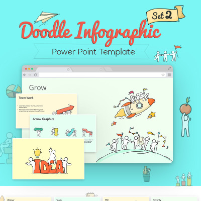 Tema PowerPoint #71314 Doodle Infographic Set