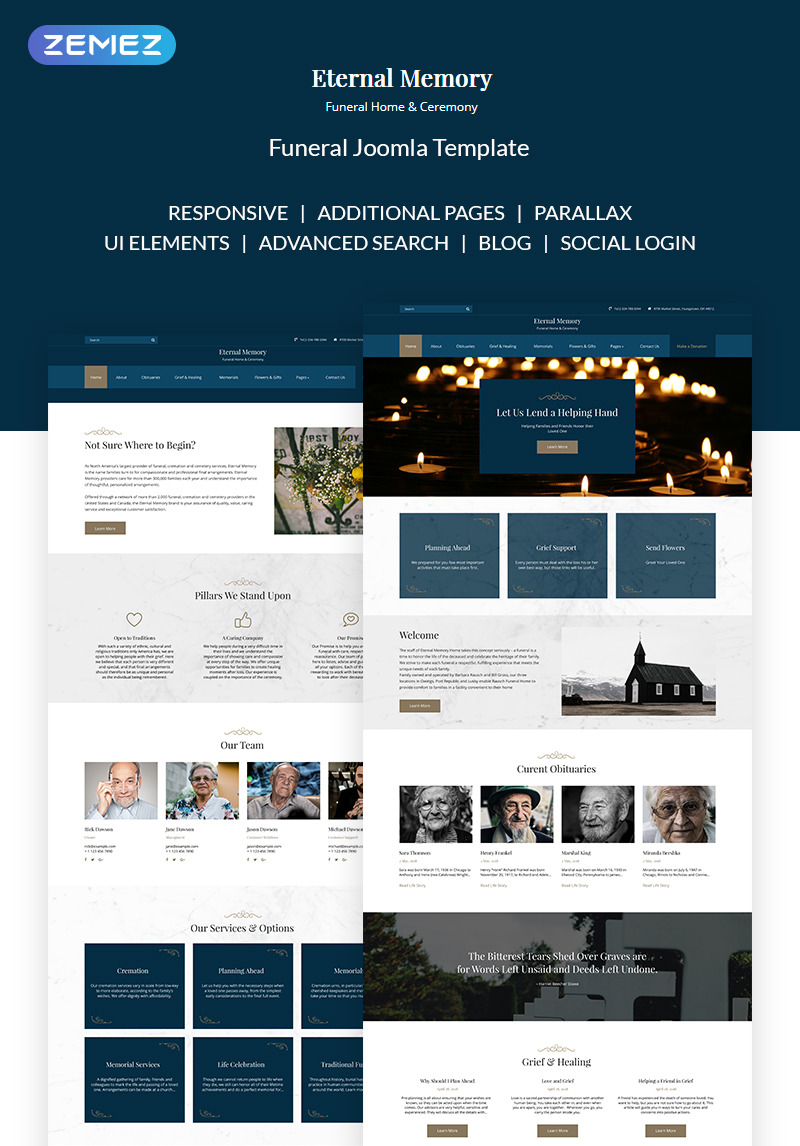 Eternal Memory Solid Funeral Company Joomla Template 71311