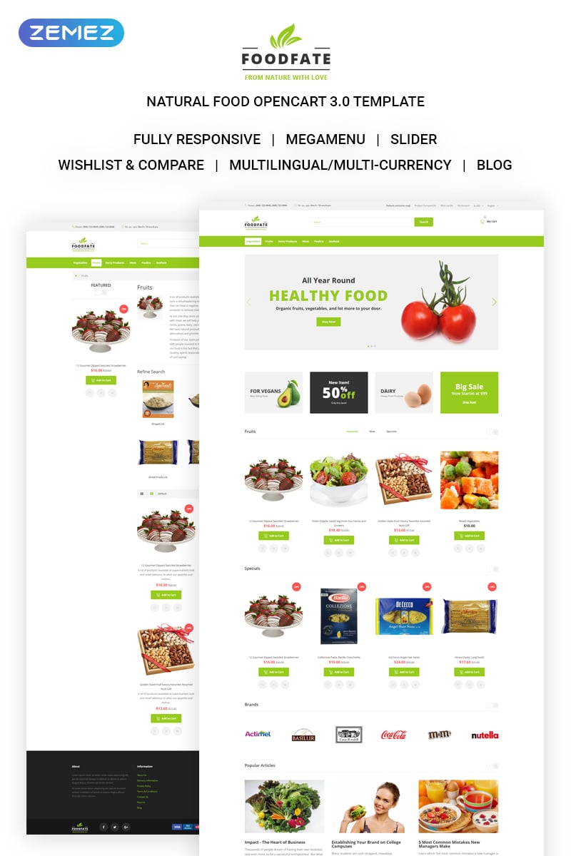 FOODFATE - Efficient Online Food Store OpenCart Template