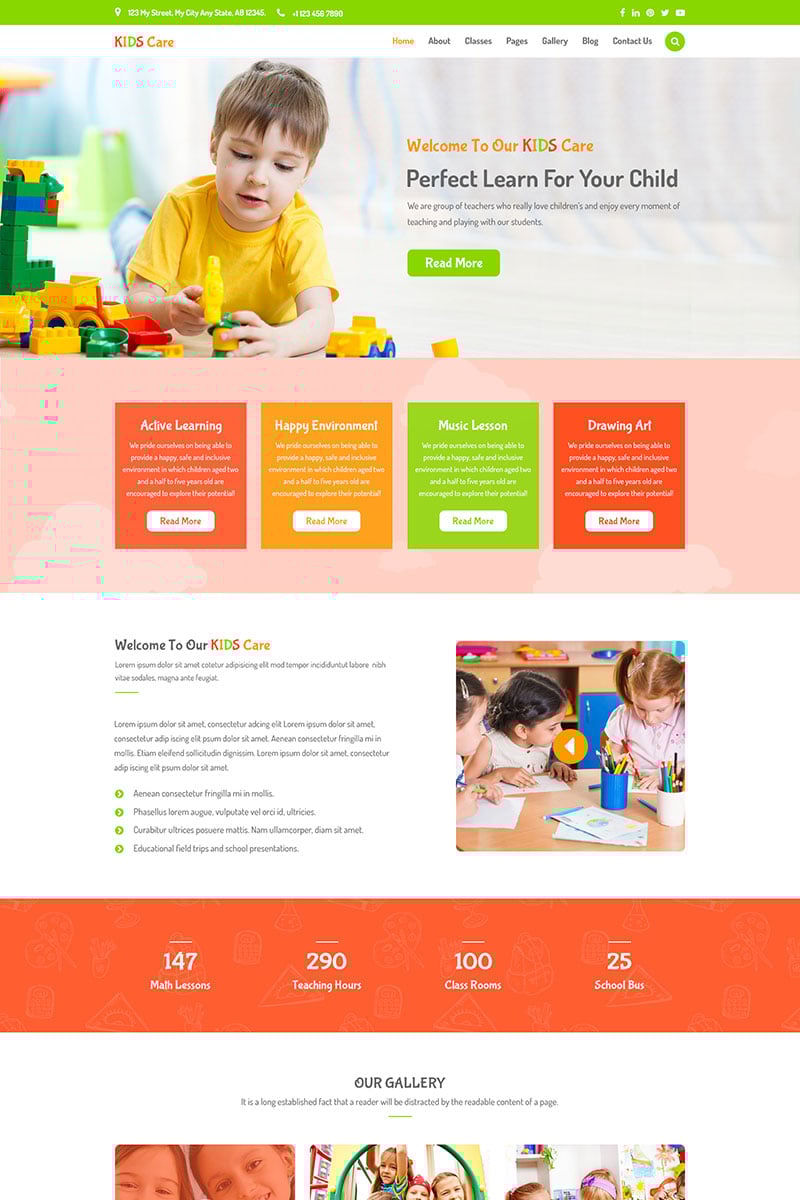 "Kids Care - Children & Kindergarten" 响应式PSD模板 #71316 - 截图
