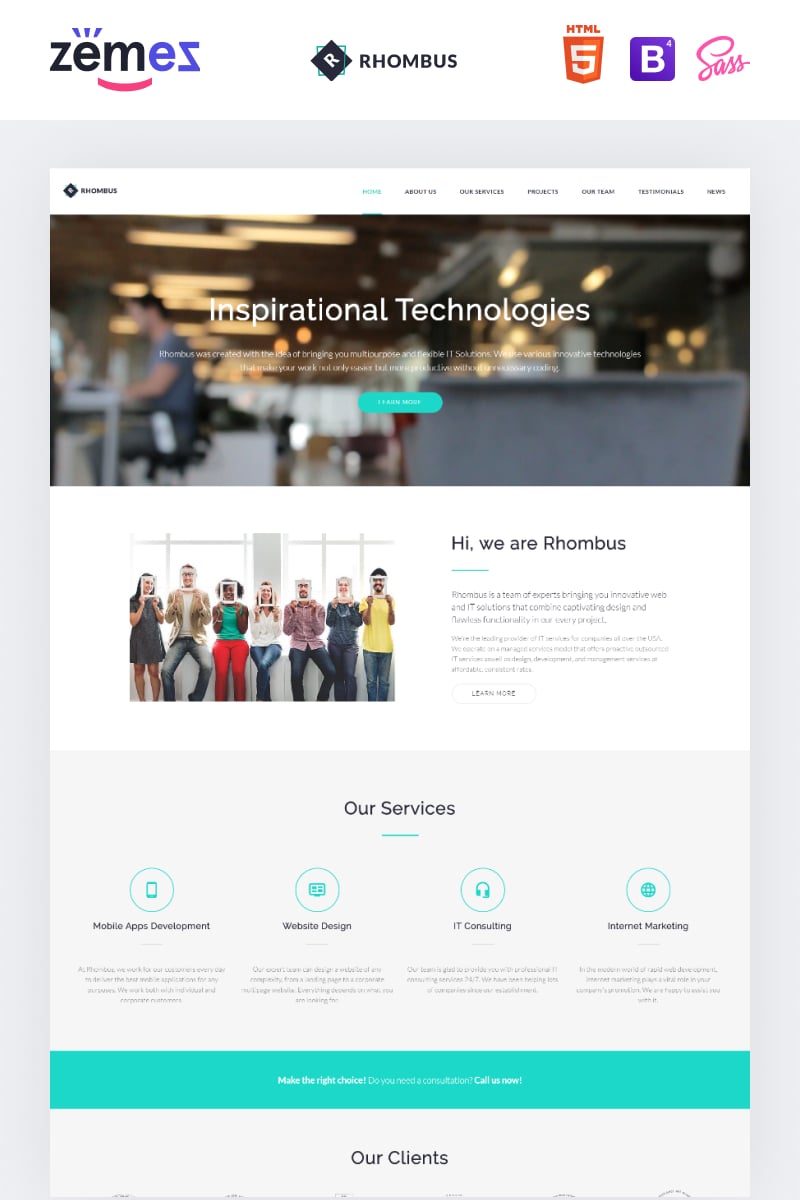 Responsivt Phombus - Minimalistic IT Solutions Company Landing Page-mall #71360