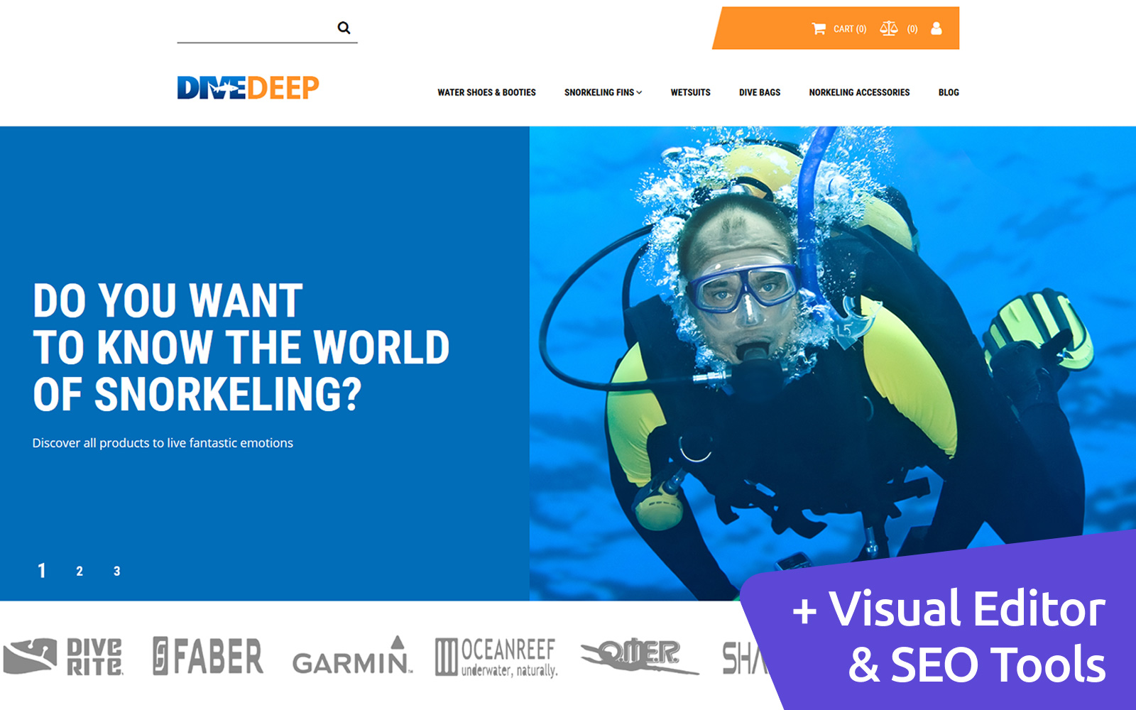 "DiveDeep - Snorkeling Gear Store" - адаптивний MotoCMS інтернет-магазин №71469