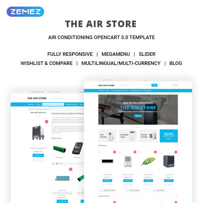 OpenCart шаблон "The Air Store - Simple Air Conditioning Systems Online Shop" #71443