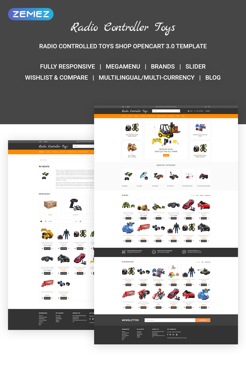 OpenCart Vorlage namens "Radio Controller Toys - Simple Electronic Toys Online Shop" #71483