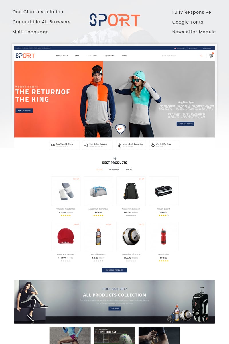 Plantilla OpenCart "Sports Store" #71419