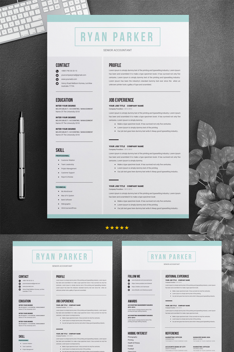 Ryan Parker Professional Resume Template #71464