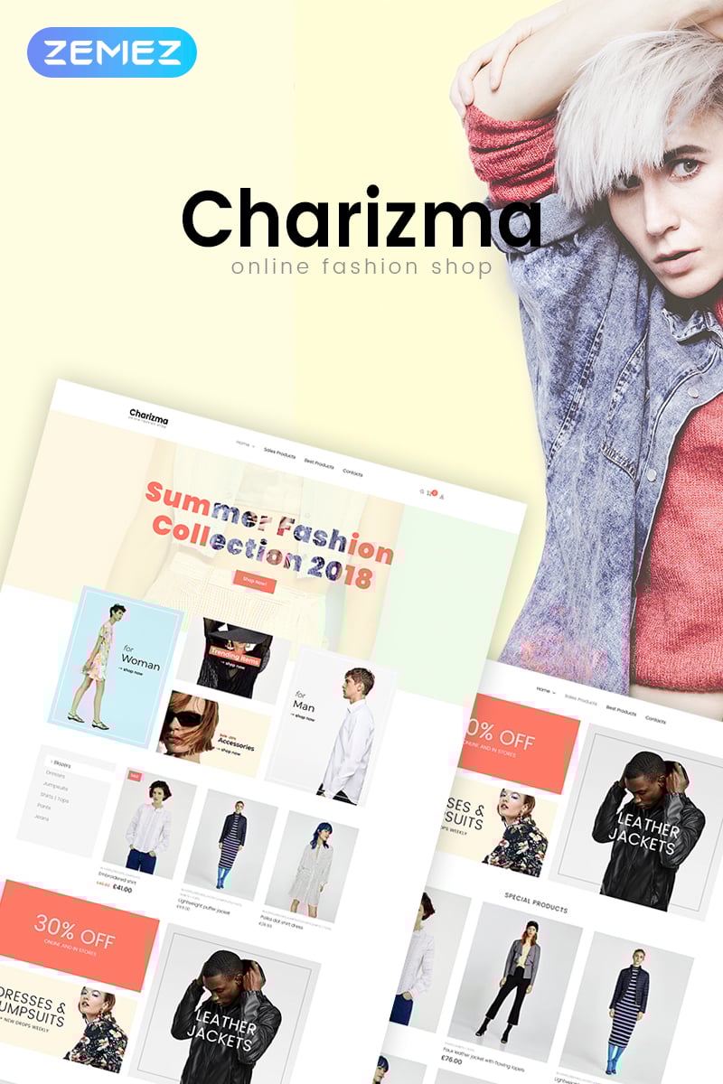 Tema WooCommerce Responsive #71448 "Charizma - Fashion Store Elementor" - screenshot