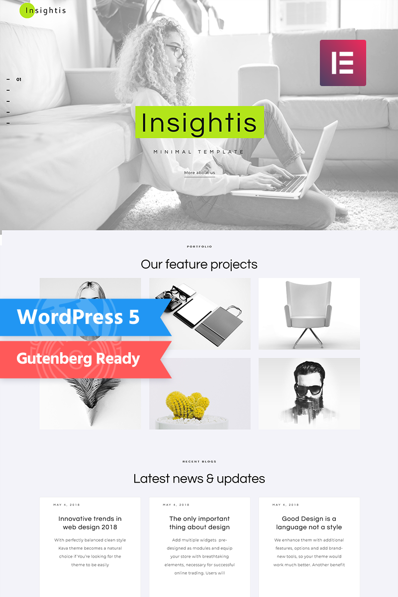 Insightis - Creative Minimal  WordPress Elementor Theme