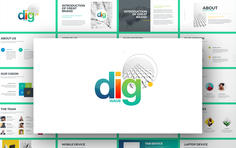Dig Wave - Presentation PowerPoint template PowerPoint Template
