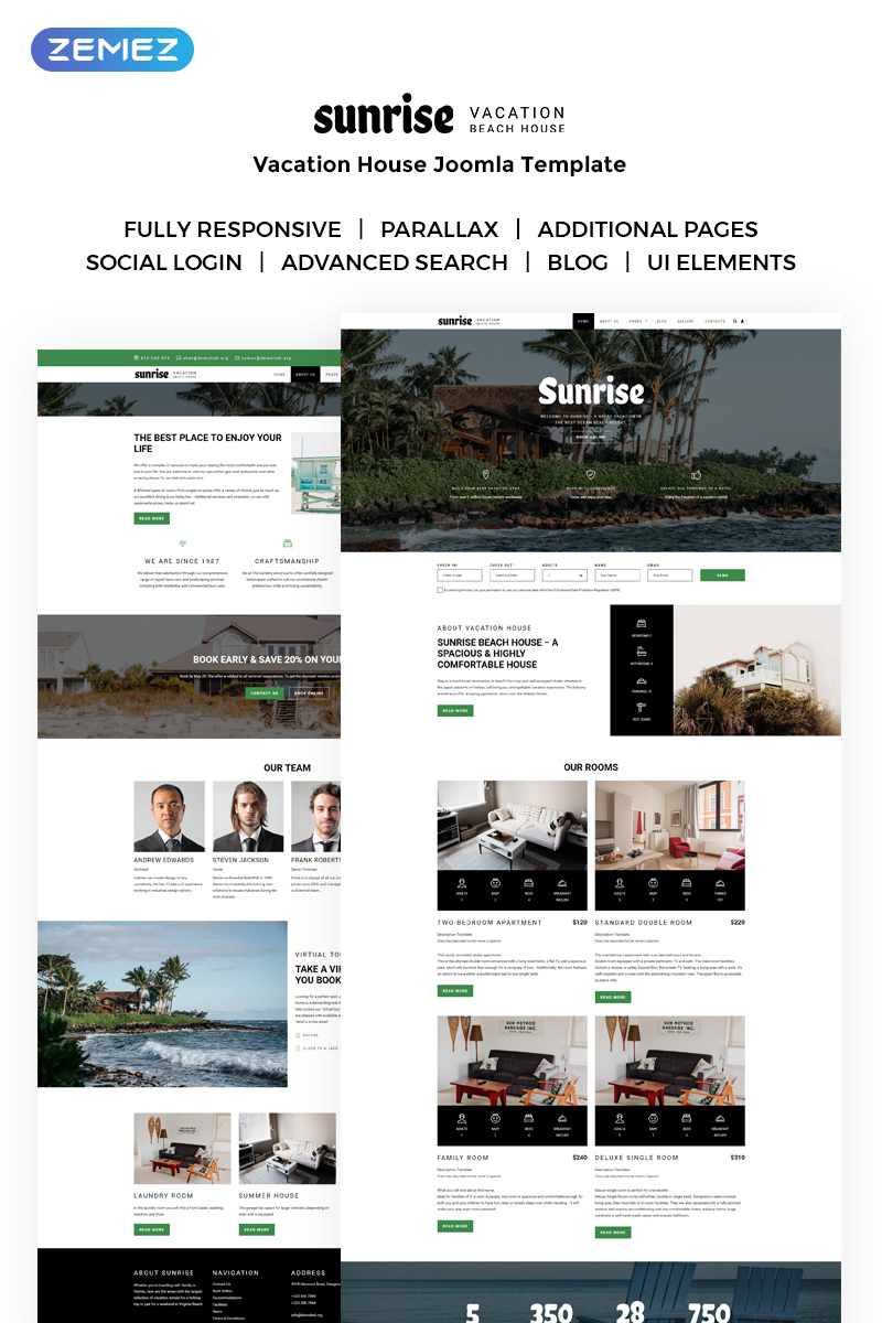 Modello Joomla Responsive #71510 "Sunrise - Vacation House" - screenshot