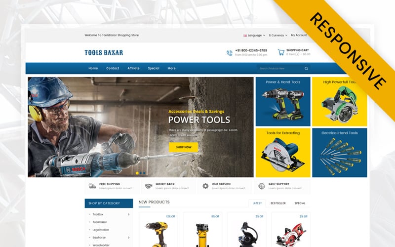 Tools Bazar - HandTools Store OpenCart Responsive Template OpenCart Template