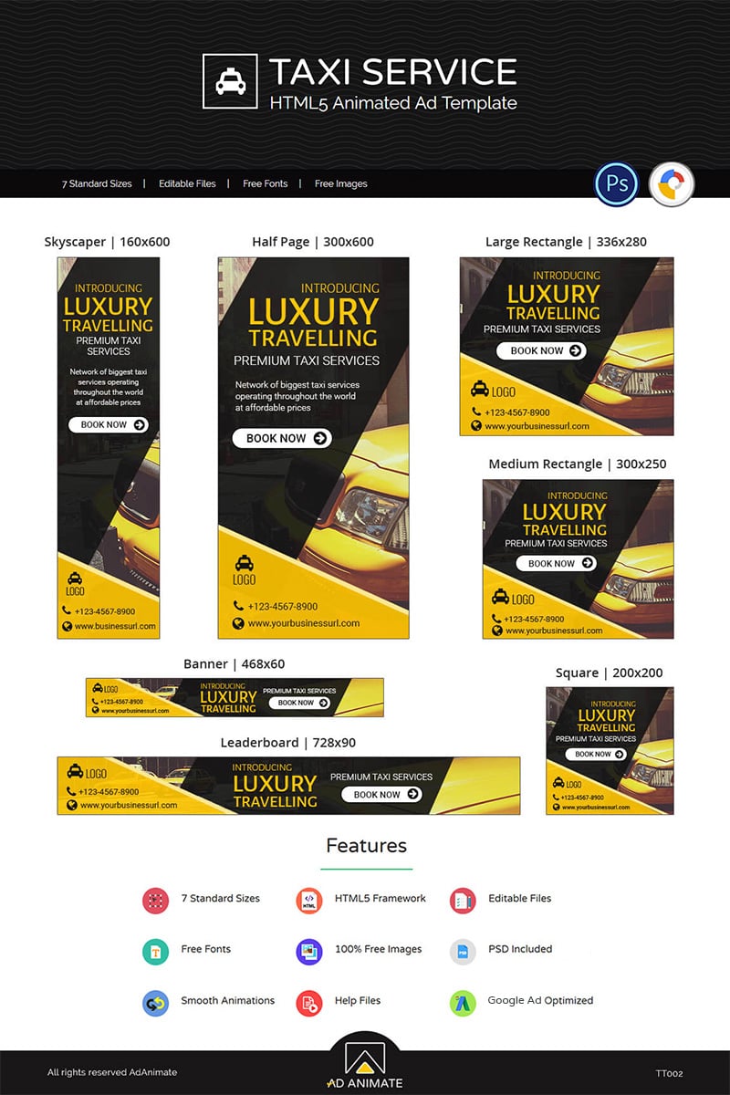 Animated Banner namens "Tour & Travel | Taxi Service Booking Ad" #71692 - Screenshot