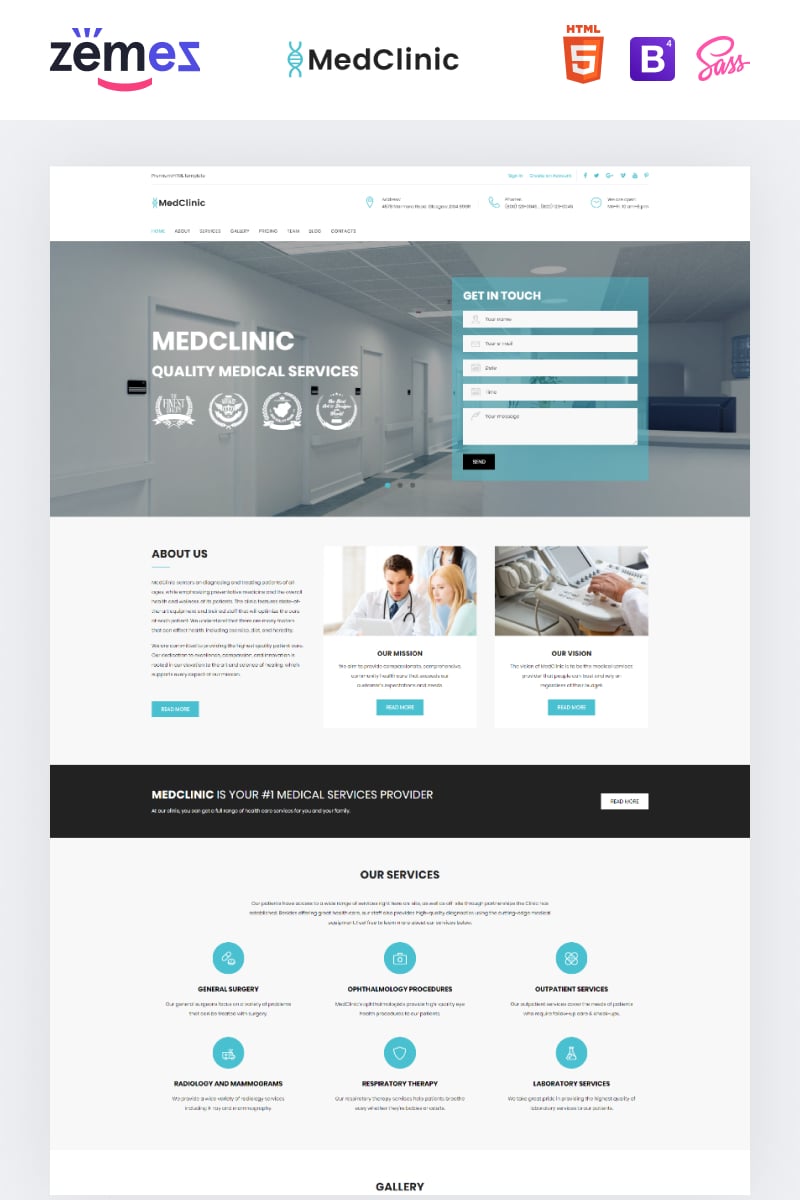 "MedClinic - Private Medical Clinic HTML5" - адаптивний Шаблон цільової сторінки №71682