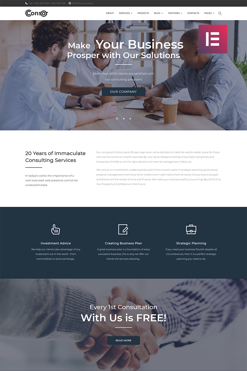 Responsywny motyw WordPress Consor - Business Consulting Elementor #71650 - zrzut ekranu