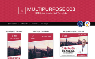 Multipurpose Banner (MU004) - HTML Ad Animated Banner