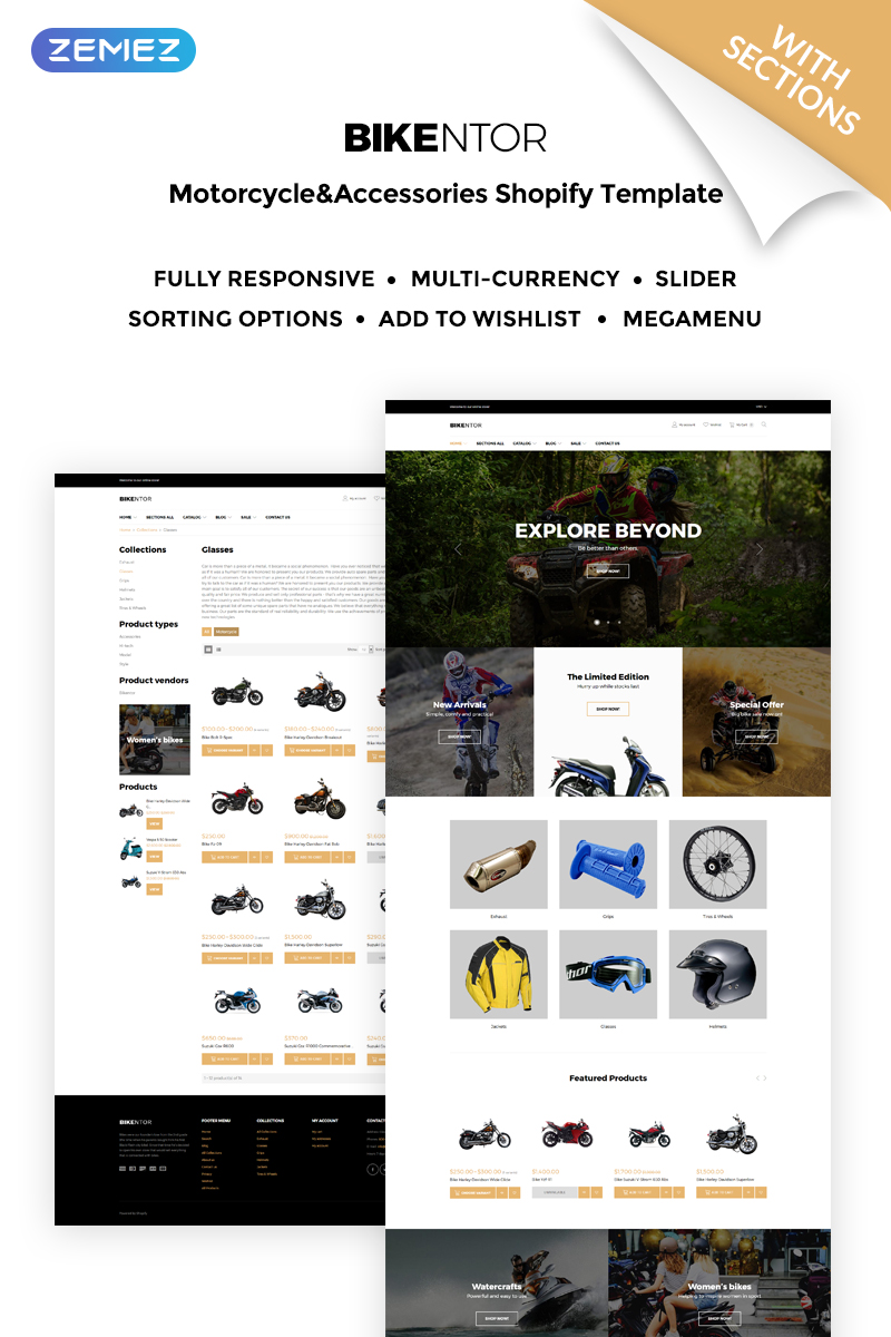 Responsivt Bikentor - Extreme Motorcycle Online Store Shopify-tema #71788 - skärmbild