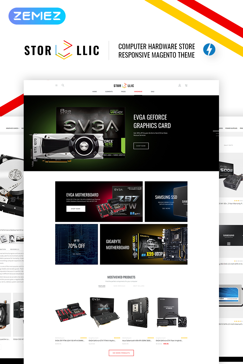 Tema Magento "StorLlic - Computer Hardware" #71723