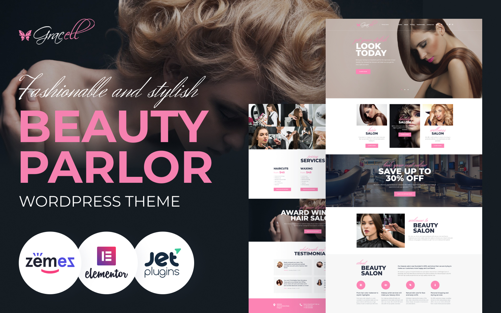 Gracell - Beauty Salon WordPress Elementor Theme WordPress Theme