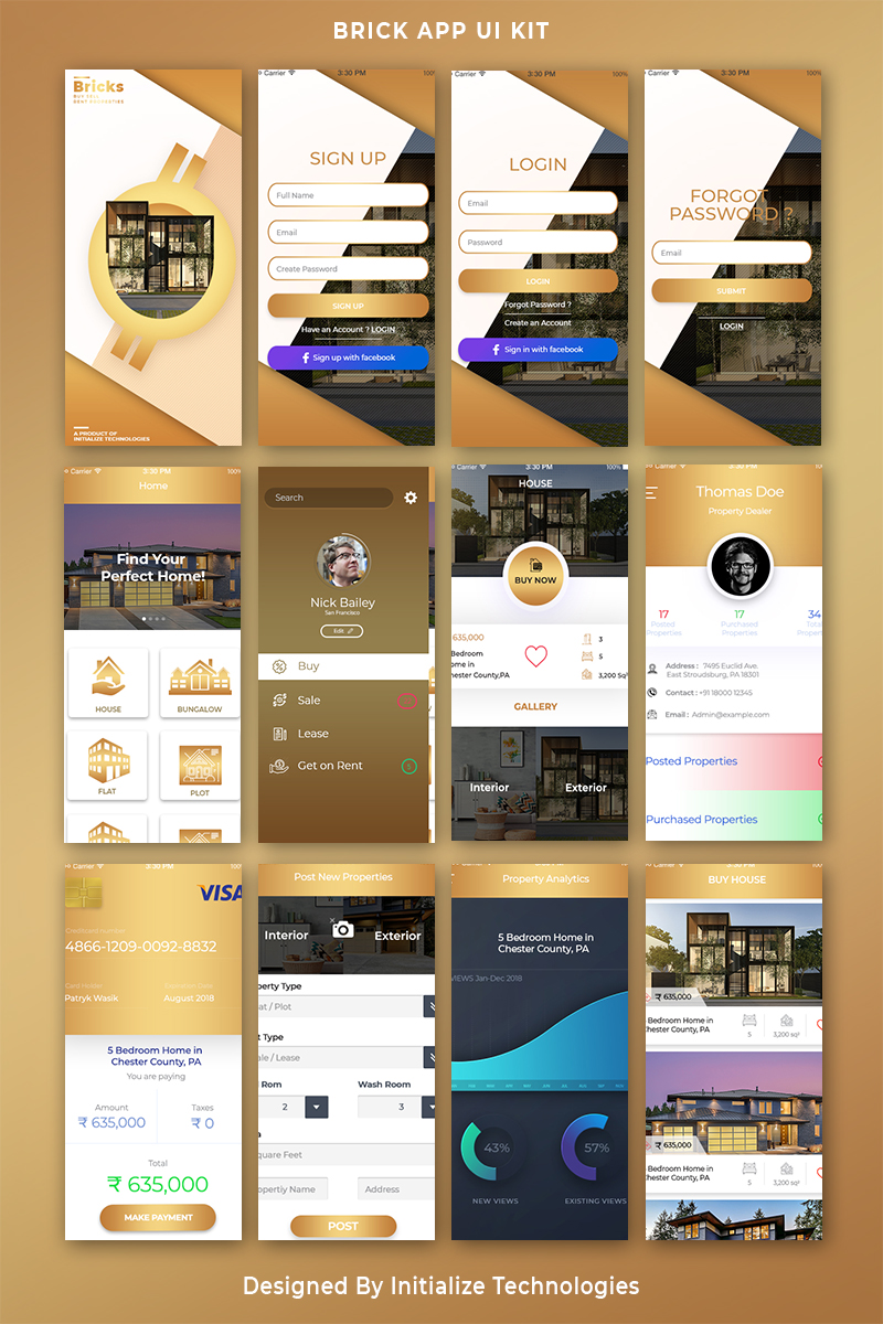 Bricks Mobile App  UI PSD Template 71846