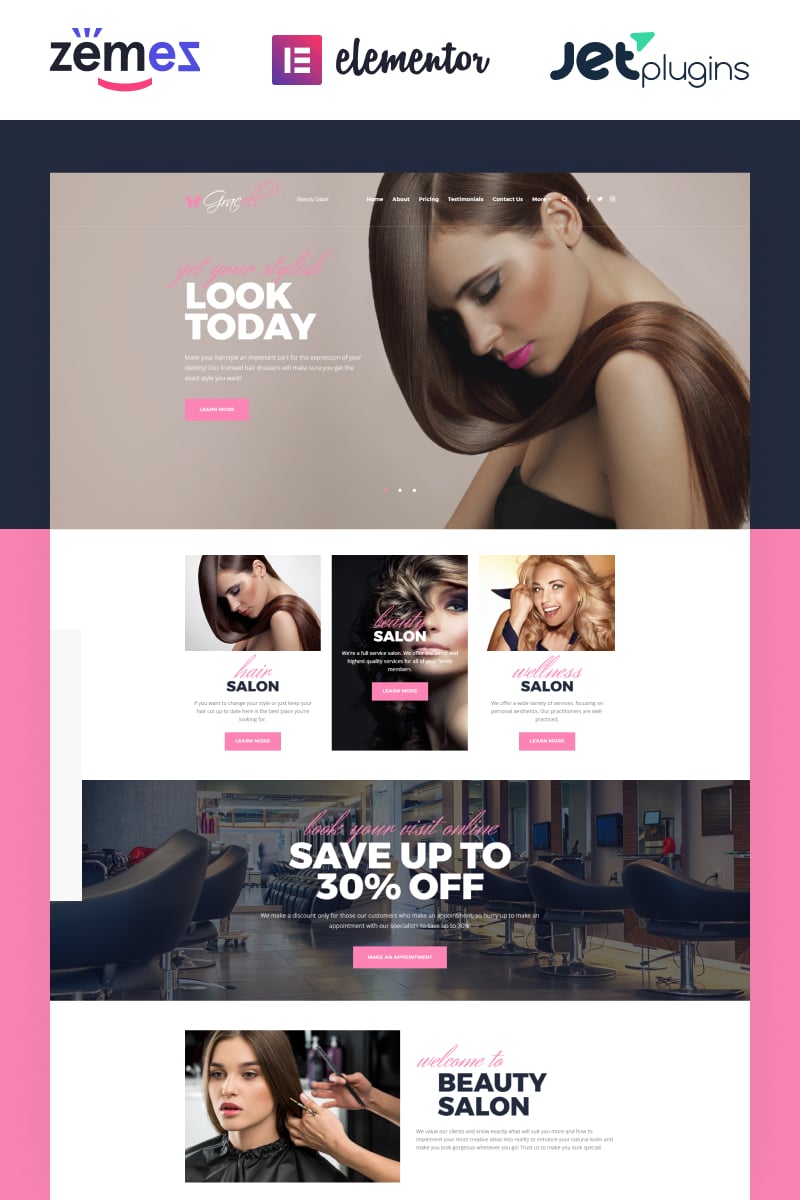 Gracell - Beauty Salon Elementor WordPress Theme - screenshot