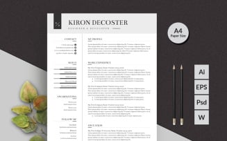 Kiron Decoster Classic & Simple Resume Template