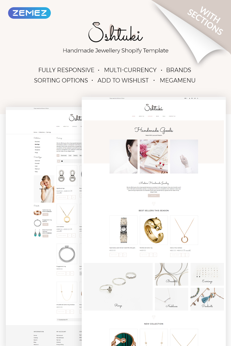 "Shtuki - Handmade Goods" - адаптивний Shopify шаблон №71841 - скріншот