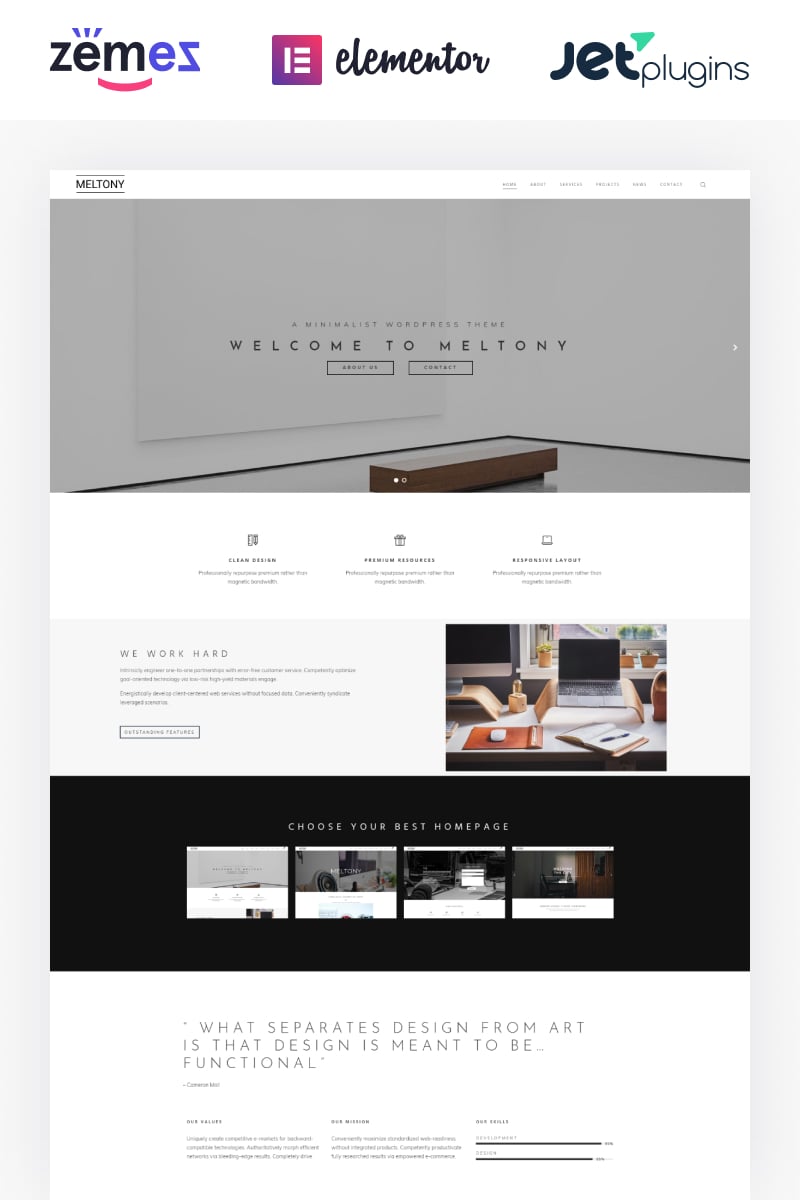 Tema De WordPress "Meltony - Minimalist for Any Businesses" #71806 - captura de pantalla