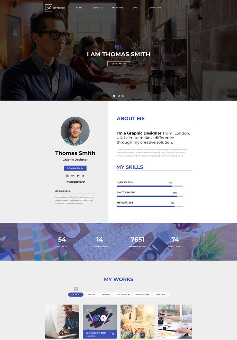 Andy - Portfolio Web Psd Template #71962