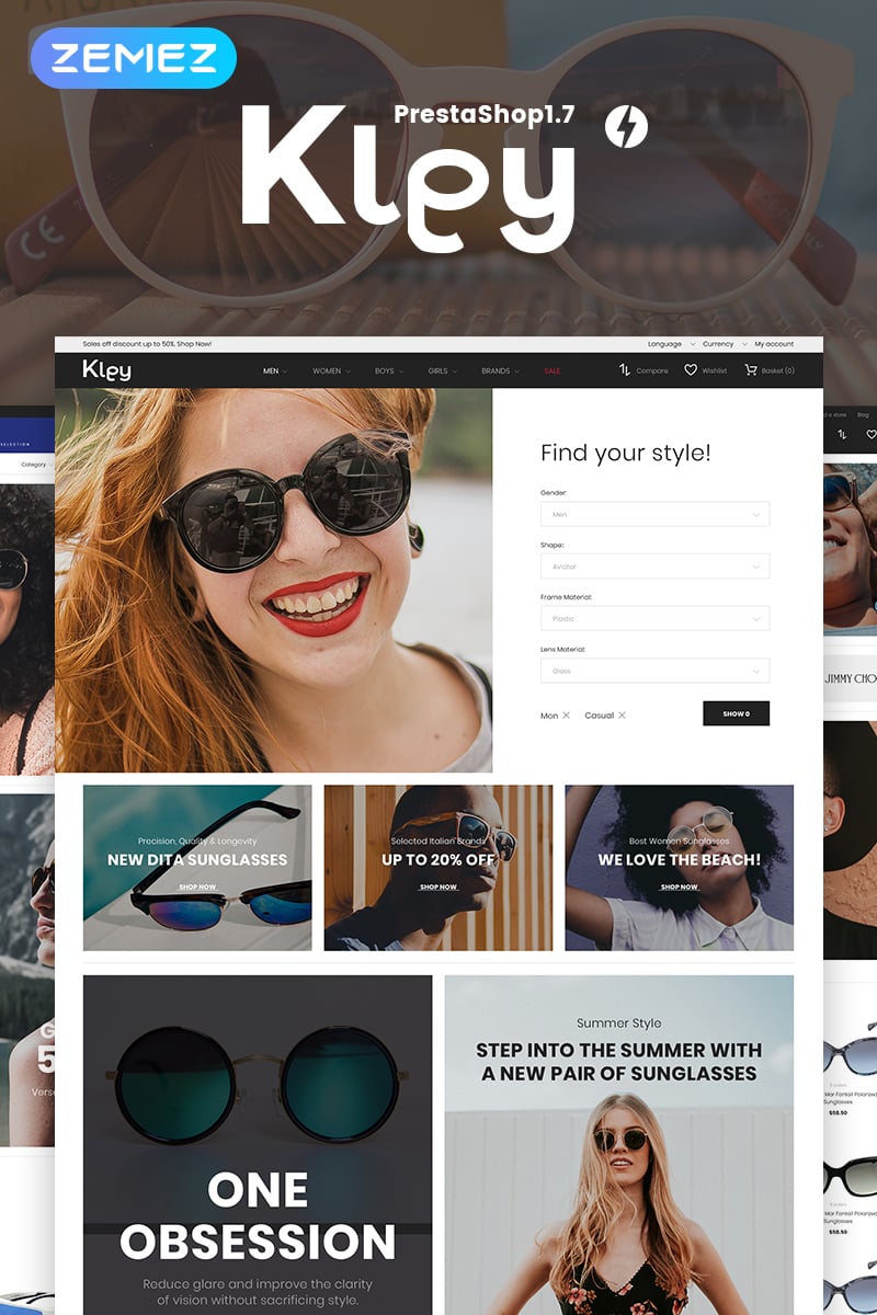 Kley - Sunglasses Store PrestaShop Theme Kley - Sunglasses Store PrestaShop Theme