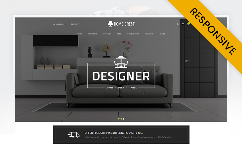 Modello OpenCart Responsive #71978 "Home Crest - Furniture Store"