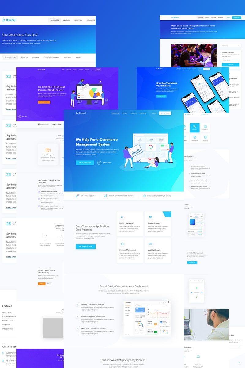 Modello WordPress Responsive #71942 "Bluebell - Software, Web App And Startup Tech Company WordPress Theme" - screenshot