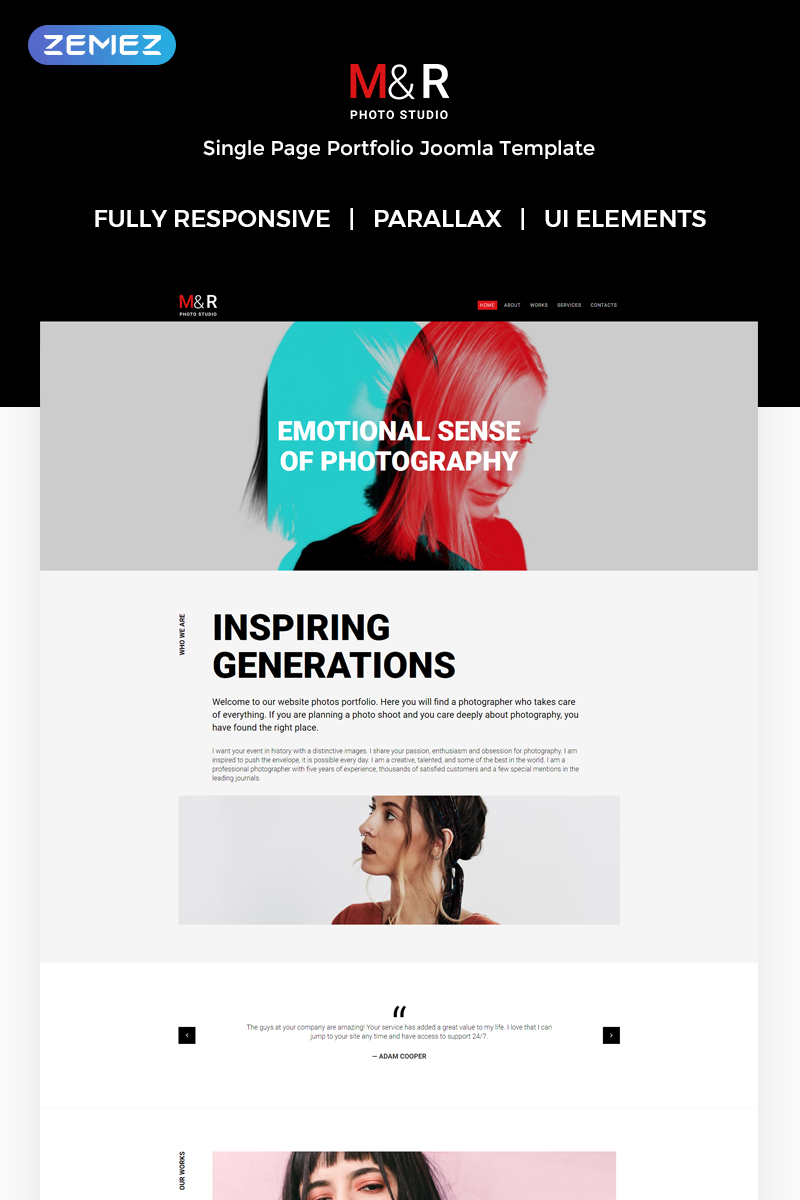 M&R - Accurate Personal Photographer Page Joomla Template - screenshot