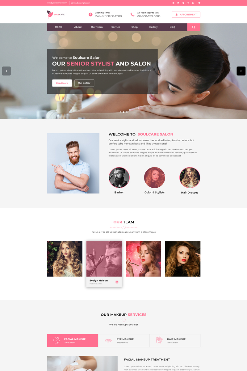 PSD Vorlage namens "Soulcare Spa Web" #71928 - Screenshot
