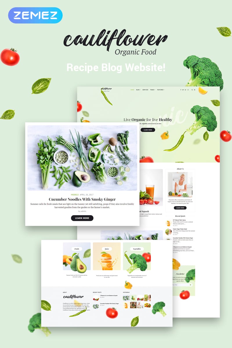 Responsywny motyw WordPress Cauliflower - Organic Food Blog Elementor #71935 - zrzut ekranu