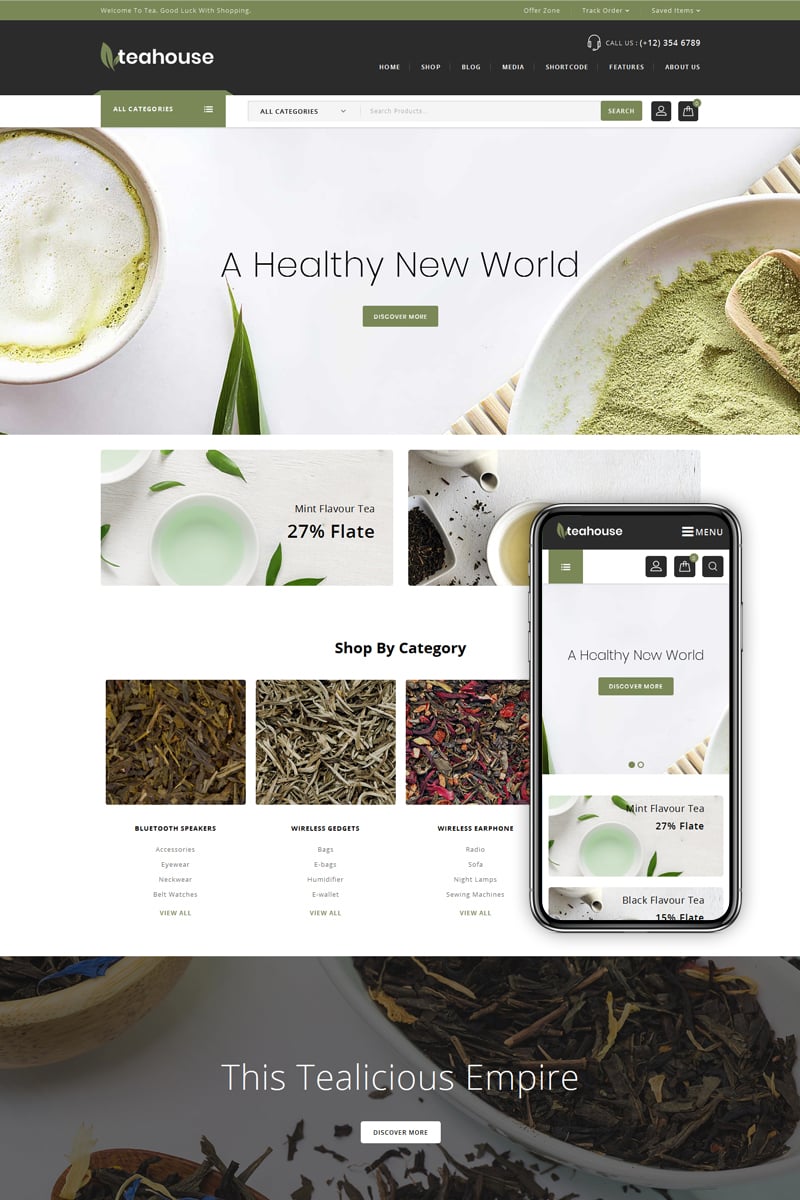 WooCommerce Theme namens "Teahouse - Multi Purpose Store" #71992