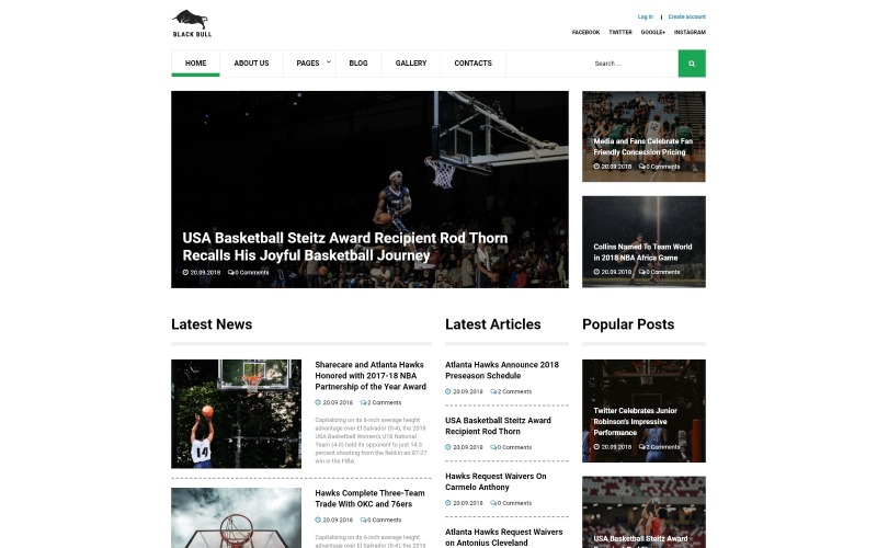 Black Bull - Laconic Sports News Joomla Template