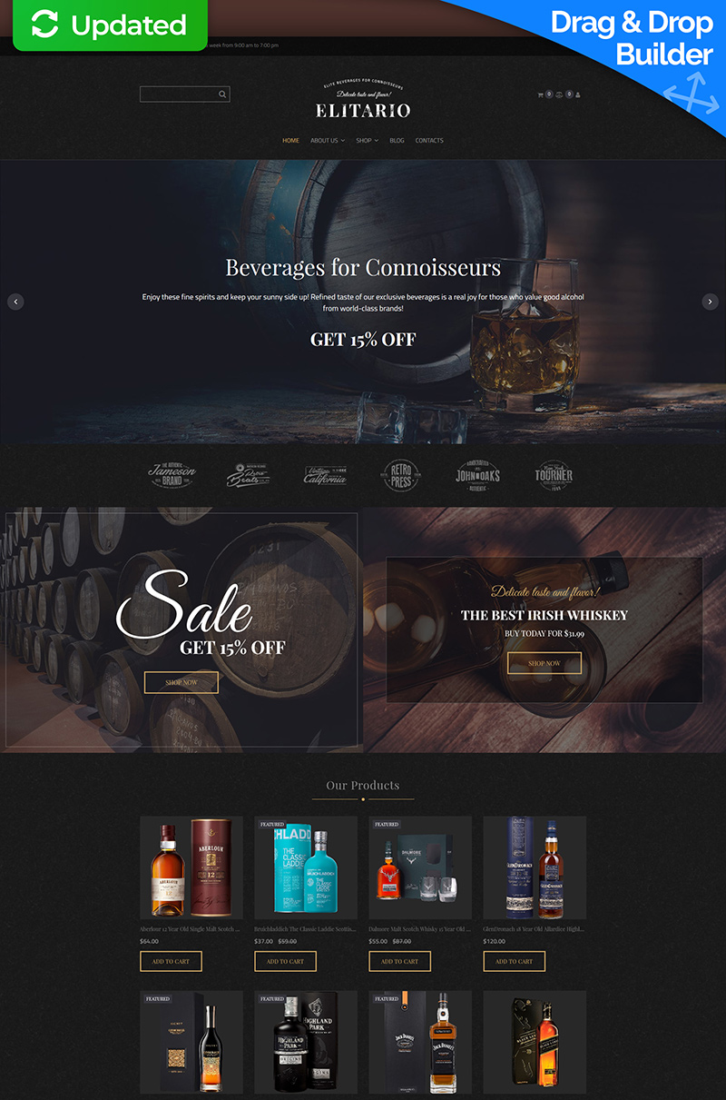 Elitario - Online Beverage Stores MotoCMS Ecommerce Template