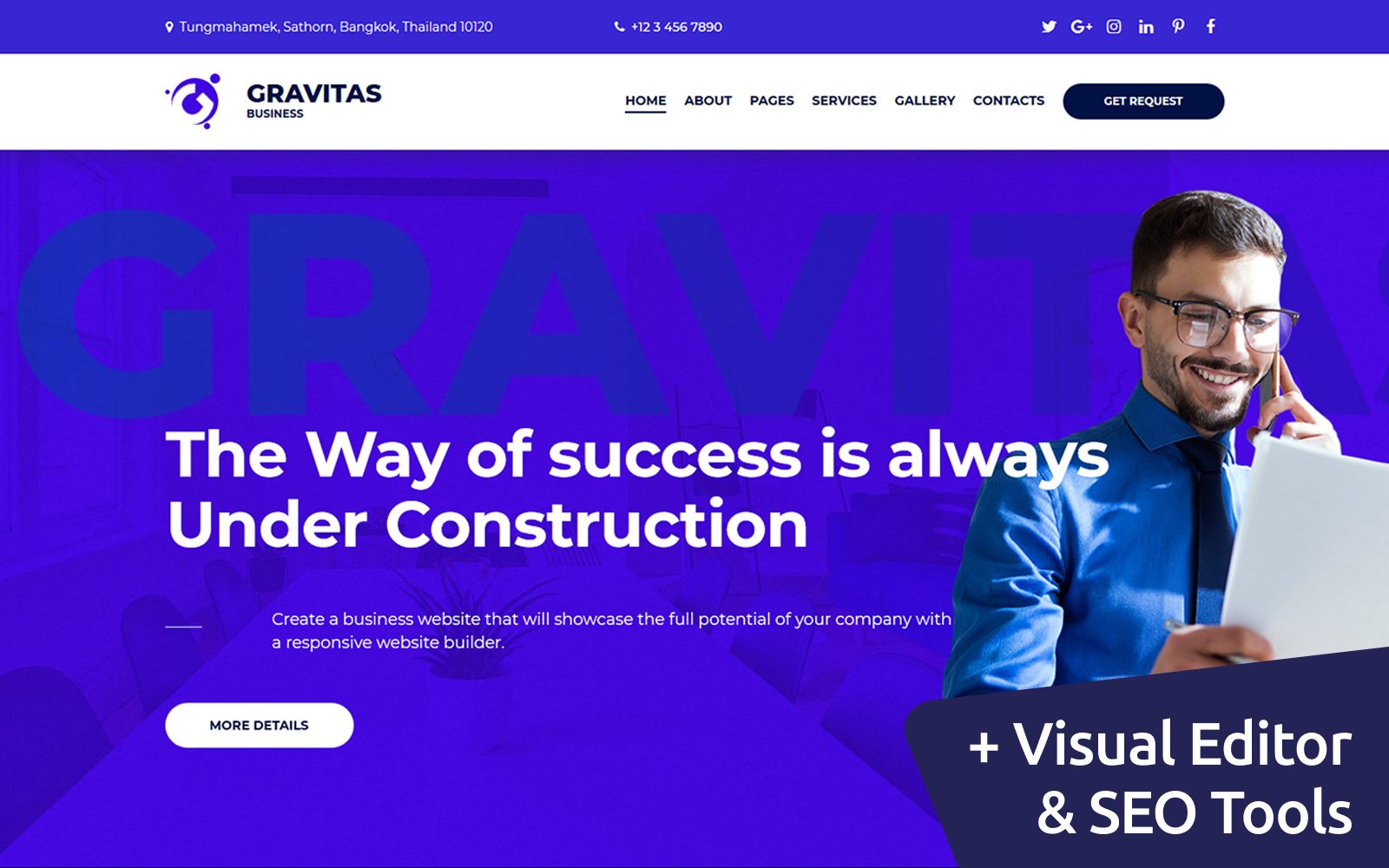 Reszponzív Gravitas Multipurpose Business Moto CMS 3 sablon 72222