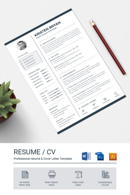 Template #73216 Clean Resume Webdesign Template - Logo template Preview