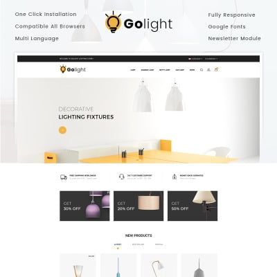 Responsive GoLight - Fancy Light Store Opencart Şablon #73285