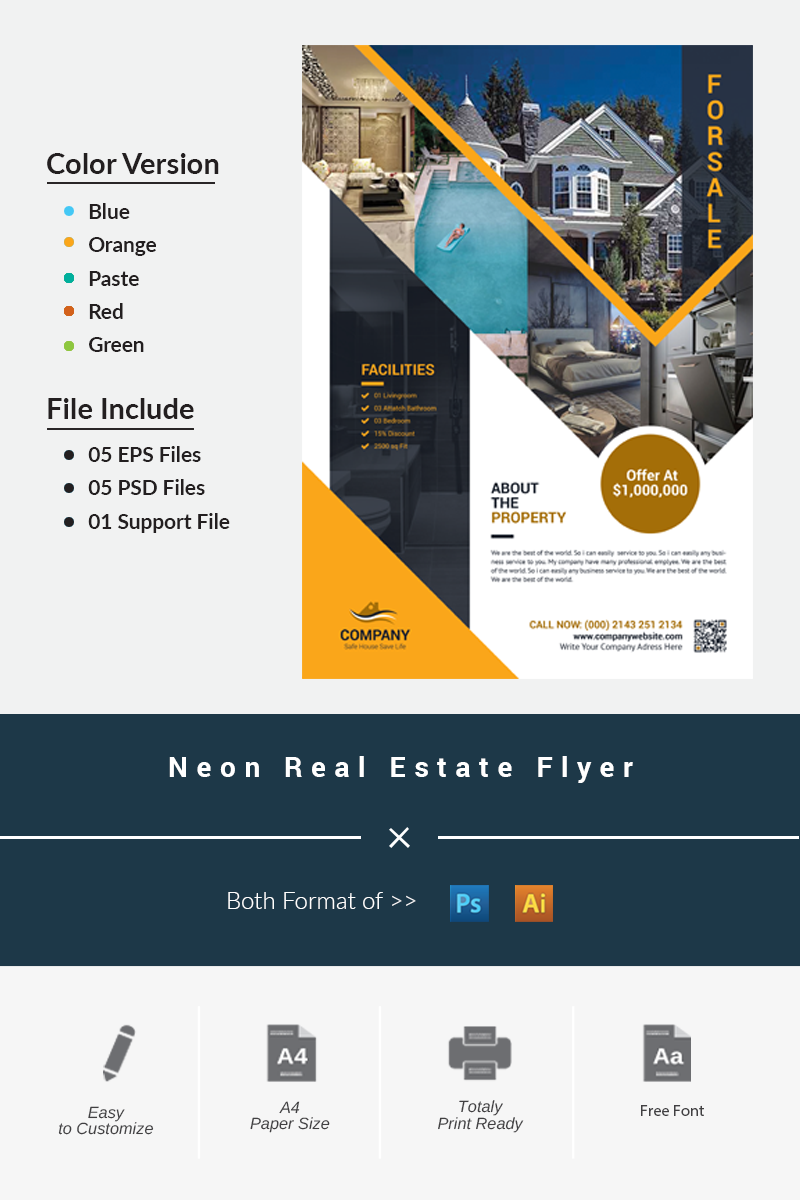 Neon Real Estate Flyer - Corporate Identity Template
