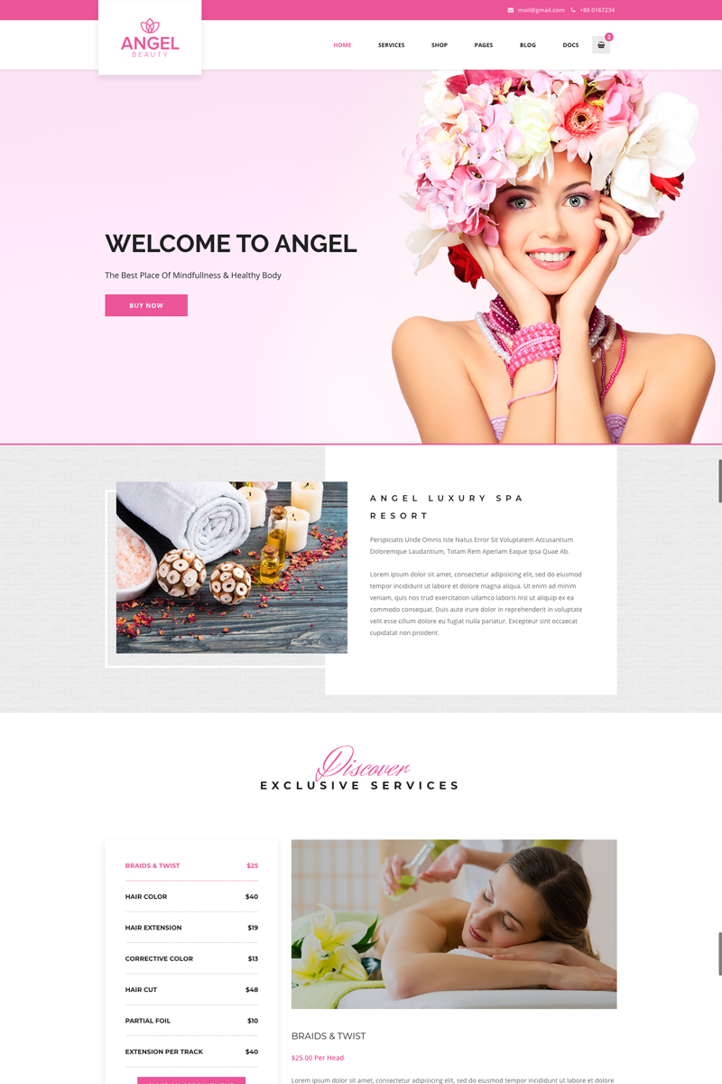 Angel - Beauty Salon Store WooCommerce WordPress Elementor Theme