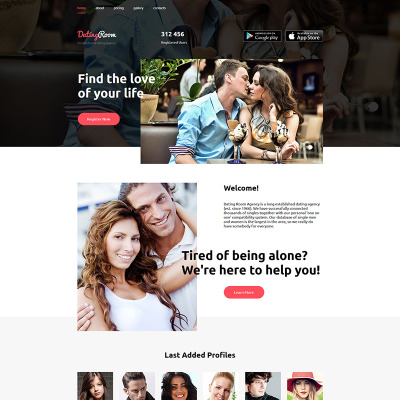 "Dating & Introduction Agencies" modèle Moto CMS HTML #73398