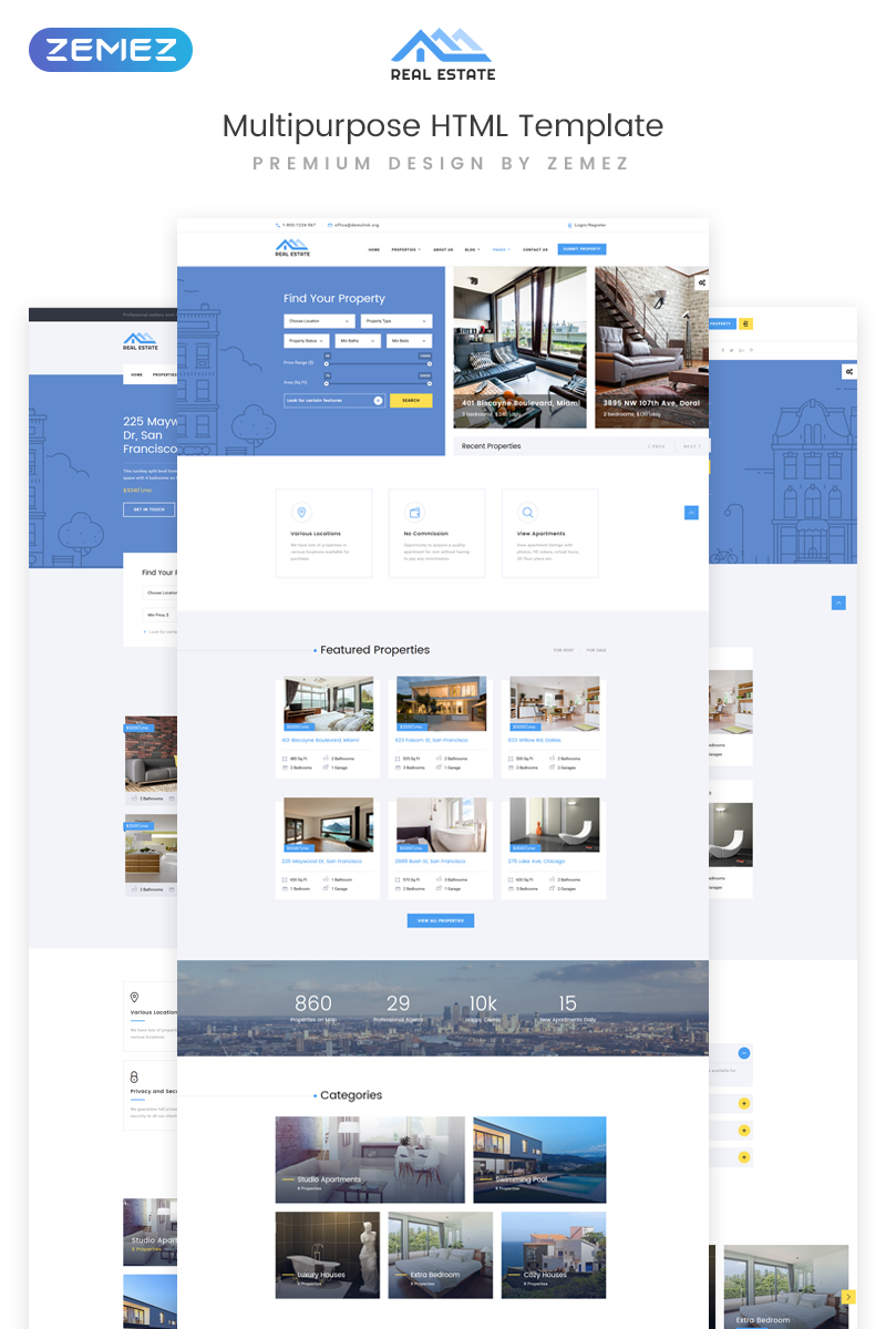 Modello Siti Web Responsive #73337 "Real Estate Multipurpose HTML5" - screenshot