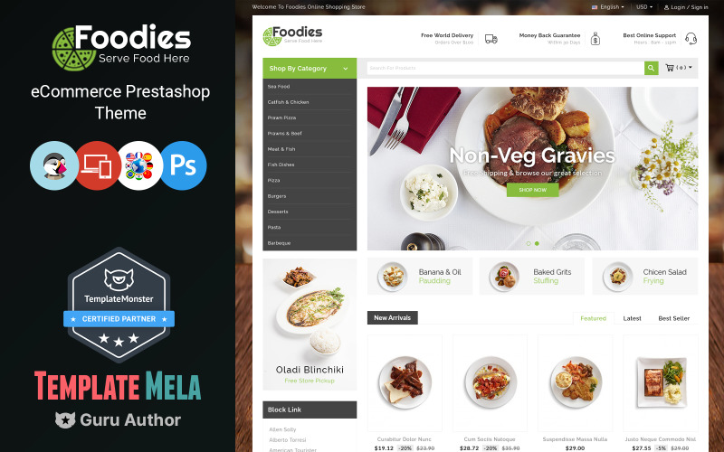 Foodies - Restaurant Store PrestaShop Theme